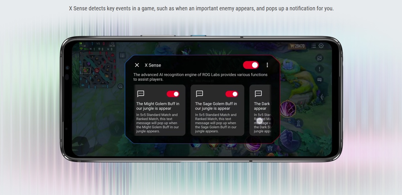 ROG Phone 7 vylepšený zážitok z hrania. - funkcia X Sens